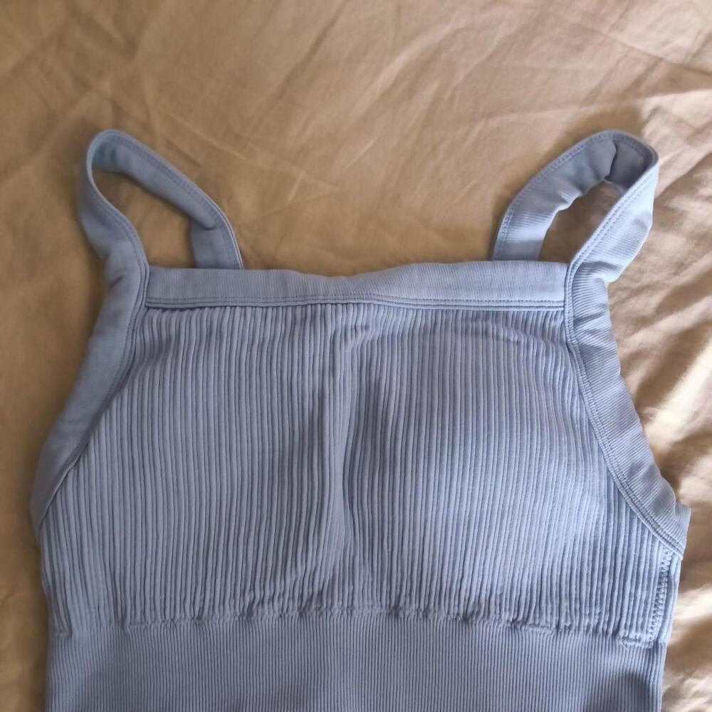 Aerie blue ribbed tank top bra